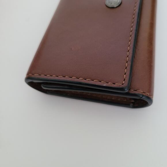 Coach Wallet Key Case Trifold Holder Solid Brown Geniue Smooth Leather Classic - Picture 8 of 11